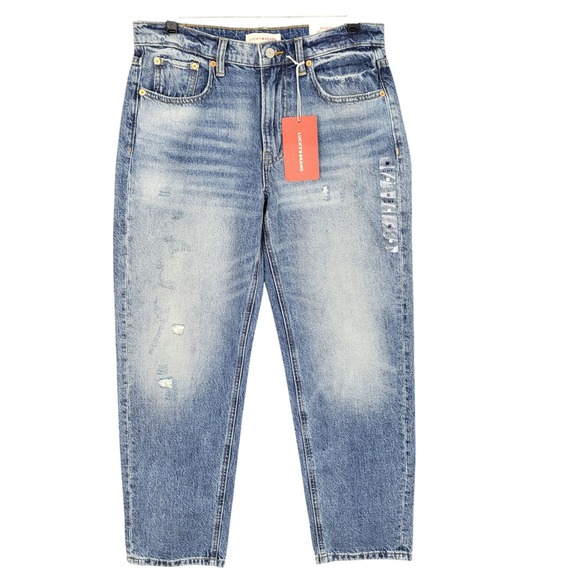 Lucky Brand Boy Mid Rise Relaxed Straight Jeans Women's Size 6/28 New - Picture 1 of 13